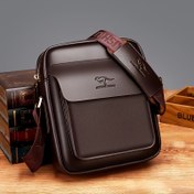 Resim 1 Adet Erkek Büyük PU Messenger Çanta - Erkek Moda Sahte Crossbody Çanta - Ayarlanabilir Askılı, Çok Cepli İş ve Günlük Omuz Çantası, Siyah/Kahverengi, Kadınlar İçin Uygun 