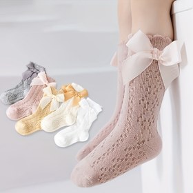 Resim 5 Çift Kız Çocuk Moda Fiyonklu File Nefes Alabilir Çorap, Tüm Sezon Açık Hava Kullanımına Uygun, Açık Hava Aktiviteleri İçin Mükemmel, Dış Mekan Çorapları, Hava Alan Çoraplar, Şık Çoraplar 