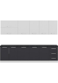 Resim Minar 295 Cm Mutfak Dolabı Beyaz Antrasit 295-A1 Beyaz 