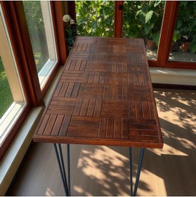Resim MİRRORSS Ahşap Ceviz renk Balkon Bahçe Masası Çay Kahve Mutfak Yemek masası 120 X 60 cm , yükseklik 73 cm 
