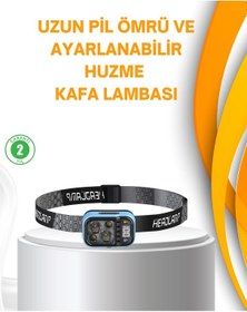 Resim Su Geçirmez Led Kafa Lambası 53 Çalışma Modu Güç Ekranlı Siyah 