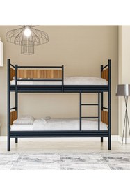 Resim Metalia Gm 128 Star Ahşap Metal Ranza Siyah-ceviz 