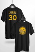 Resim Genel Markalar Steph Curry Warriors Siyah Forma T-shirt Unisex Oversize Bisiklet Yaka 