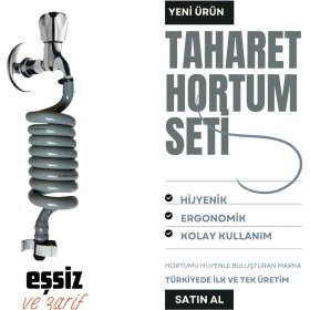 Resim Plasyay Spiral Wc Taharet Hortumu Duvar Sabitlemeli Plastik Kelepçeli 2 Metre Gri 