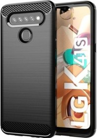 Resim Microcase Lg K41S Brushed Carbon Fiber Silikon Kilif - Siyah 469262460 