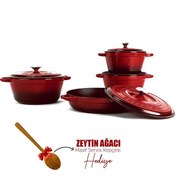 Resim Lava 4x New Heritage Serisi Kırmızı Döküm Demir Tencere Seti LV S NHR 4X SET R 
