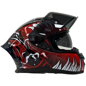 Resim Rivox R1 Venom Kapalı Motosiklet Kaskı Beyaz Kırmızı Siyah 