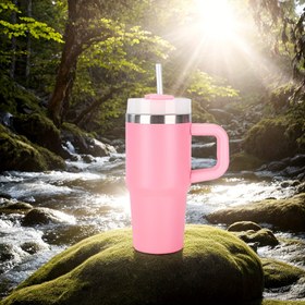 Resim 1 adet 14oz Pembe Paslanmaz Çelik Seyahat Bardağı - BPA-Free, Çift Katmanlı İzoleli Bardak Sıcak ve Soğuk İçecekler için, Kaymaz Tasarım, Bisiklet, Yoga, Kamp, Yürüyüş, Sevgililer Günü, Noel ve Şükran Günü Hediyeleri için Mükemmel, Kahve Seyahat Bardağı 