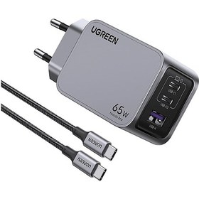 Resim Ugreen Nexode Pro 65 W QC PD 2xUSB-C 1xUSB-A Gan Hızlı Şarj Cihazı Uzay Grisi 