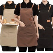 Resim 1 adet Şık Siyah ve Kahverengi Kanvas Önlük Cep ile - Kahve Barları, Restoranlar, Çay Dükkanları, Çiçekçiler ve Fırıncılar için Mükemmel - Bel, Polyester Malzeme, Sevgililer Günü için İdeal, Fırıncı Önlük|Şık Önlük|Dayanıklı Önlük 