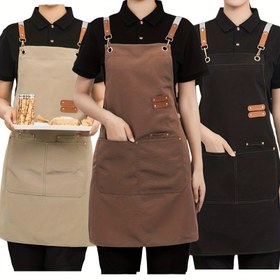 Resim 1 adet Şık Siyah ve Kahverengi Kanvas Önlük Cep ile - Kahve Barları, Restoranlar, Çay Dükkanları, Çiçekçiler ve Fırıncılar için Mükemmel - Bel, Polyester Malzeme, Sevgililer Günü için İdeal, Fırıncı Önlük|Şık Önlük|Dayanıklı Önlük 
