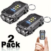 Resim 2 adet LihangStar Mini El Feneri - Süper Parlak LED ile Şarj Edilebilir Anahtarlık Işıkları, Ayarlanabilir Işıklar, Güç Ekranı, Metal Klips ve Manyetik Taban, 8 Mod Kamp, Yürüyüş, Acil Durumlar için (Siyah), Şarj Edilebilir El Feneri, Açık Hava Aydınlatması, Şık Silindirik Tasarım, Dayanıklı Plastik Gövde 