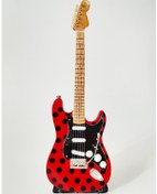 Resim El Yapımı 1/4 Ölçek Minyatür Elektro Gitar Stratocaster Polka Dot 