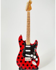 Resim El Yapımı 1/4 Ölçek Minyatür Elektro Gitar Stratocaster Polka Dot 