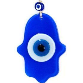 Resim Nazar Boncuklu Renk Fatma Ana Bereket Eli Cam Duvar Süsü 