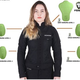 Resim Venom CEKET YAZLIK URBAN KADIN SİYAH MOTOSİKLET MONT 