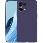 Resim Oppo Reno 7 Mat Lux Kamera Korumalı Premier Mat Silikon Lacivert Kılıf Gpack