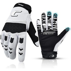 Resim Beyaz Off Road Motosiklet Eldivenleri, Dokunulabilir Dağ i Eldivenleri Atv Sürme Eldivenleri Adam İçin 