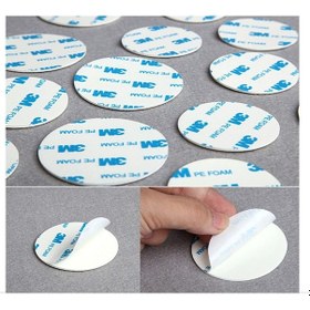 Resim 50 Adet - 3m Yapışkanlı Çift Taraflı Bant Beyaz Yuvarlak- 3 Cm Çap 