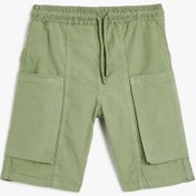 Resim Koton Beli Bağlamalı Kargo Cep Detaylı Pamuklu Şort Haki 5skb40063tw Haki 