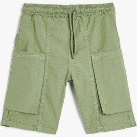 Resim Koton Beli Bağlamalı Kargo Cep Detaylı Pamuklu Şort Haki 5skb40063tw Haki 