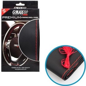 Resim Direksiyon Kılıfı Dikmeli Deri Star Siyah Üzeri Noktalı Kırmızı İpli 1 Adet 