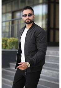 Resim Şık Unisex Kapitone Dar Kalıp Old Money Kolej Ceket - Zamansız Ve Konforlu Stil Siyah Kptne 
