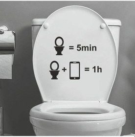 Resim Dekoratif Telefonla Bir Saat Klozet Kapağı Banyo Wc Sticker 23x19 Cm 