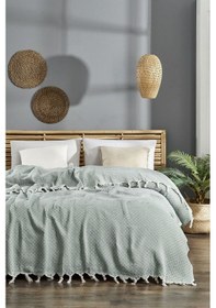 Resim Çift Kişilik Pike 200 235 Cm Yatak Örtüsü Deniz Serisi Deniz Mint 