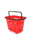 Resim 54 Lt Plastik AlÄ±ÅveriÅ Sepeti - Tekerlikli Market Sepeti KÄ±rmÄ±zÄ± 