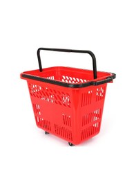 Resim 54 Lt Plastik AlÄ±ÅveriÅ Sepeti - Tekerlikli Market Sepeti KÄ±rmÄ±zÄ± 