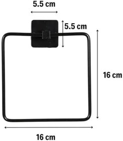 Resim SANEC® Kendiliğinden Yapışkanlı Siyah Paslanmaz Metal Kare Havluluk 