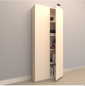 Resim Rafkestir Asya Suntalam Kitaplık ( 80 X 180 Cm ) - Kapaklı Krem ( Parlak ) 