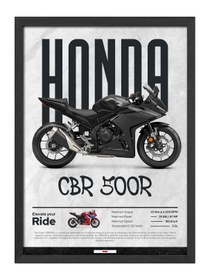 Resim Honda CBR 500R - Çerçeveli / Siyah / 21x30 