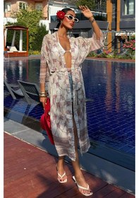 Resim WeShaya Kadın Multi Desenli Kruvaze Şifon Kimono Çok Renkli 