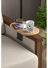 Resim Yan Sehpa Ayarlanabilir Tepsi Oval Dekoratif Modern Yatay Dikey Koltuk Sehpası Ceviz 