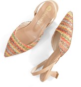 Resim Ayakkabı Podyumum '' ÖYKÜ '' Kilim Desenli Sivri Burunlu Arka Açık Lastikli 5 cm Pino Ökçe Yeni Sezon 