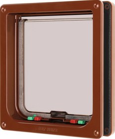 Resim Beeztees Catmate Kedi Kapısı, Büyük, Çift Yönlü, 4 Fonksiyonlu, Kahverengi, 23,5x25,2cm 