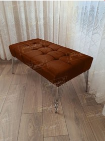 Resim Modern Dilim Puf Ayakucu Puf Gold Metal Ayak 90 45 Kahve 