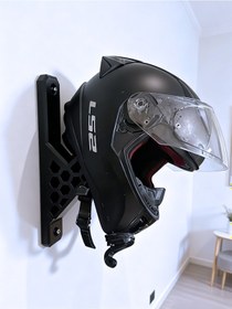 Resim Premium Duvar Tipi Kask Tutucu 3d Baskı Güçlendirilmiş Motosiklet Askısı - Vida + Dübel Dahil Siyah 