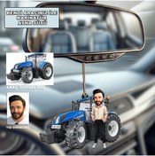 Resim MK Kendi Aracınızla Kişiye Özel Karikatür Ahşap Mdf Dikiz Ayna Süsü, Traktör Tasarımlı 
