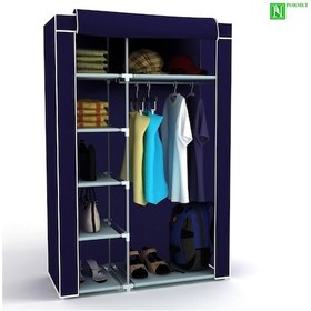 Resim Pormet Tek Yandan Raflı Plastik Bez Dolap - Lacivert Lacivert 