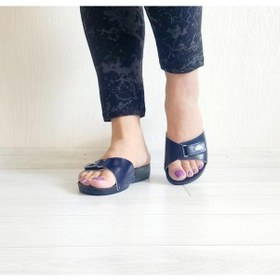 Resim Kadın Yazlık Günlük Rahat Ev Sokak Terliği Lacivert/cırtlı Lacivert 