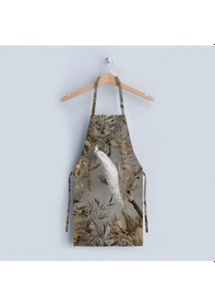 Resim Tavuskuşu Tasarımlı Mutfak Önlüğü Keten Kumaş, Uluslararası Yıkama Ve Solmama Sertifikası Çok Renkli 