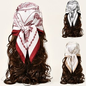 Resim 1 adet Şık Bohem Hijab Şal - Kırmızı ve Beyaz Geometrik Baskı, Nefes Alabilen İp Ekme, Kadınlar İçin Esnek Bel, Günlük Çıkışlar İçin Mükemmel, Günlük Çıkış Aksesuarı | Bohem Stili | Dokuma 