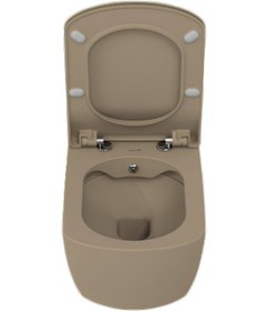 Resim Creavit Elegant Mat Cappucino Kanalsız Asma Klozet Eg321, Creavit Elegant Duroplast Yavaş Kapak Cappuccino 