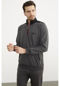 Resim Dik Yaka Yarım Fermuarlı Eşofman Takım - Antrasit 001 