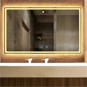 Resim Global Led Mirror 40 x 55 cm Dokunmatik Tuşlu Buğu Çözücü Ledli Banyo Aynası Dekoratif Ayna 