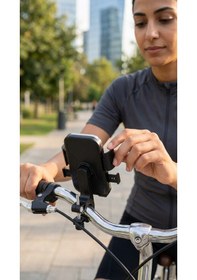 Resim Bisiklet & Scooter Titreşim Önleyici Sağlam Gidon Montajlı Telefon Tutucu Siyah 