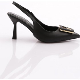 Resim Dgn 7072 Kadin G Harf Tokali Topuklu Ayakkabi Siyah 